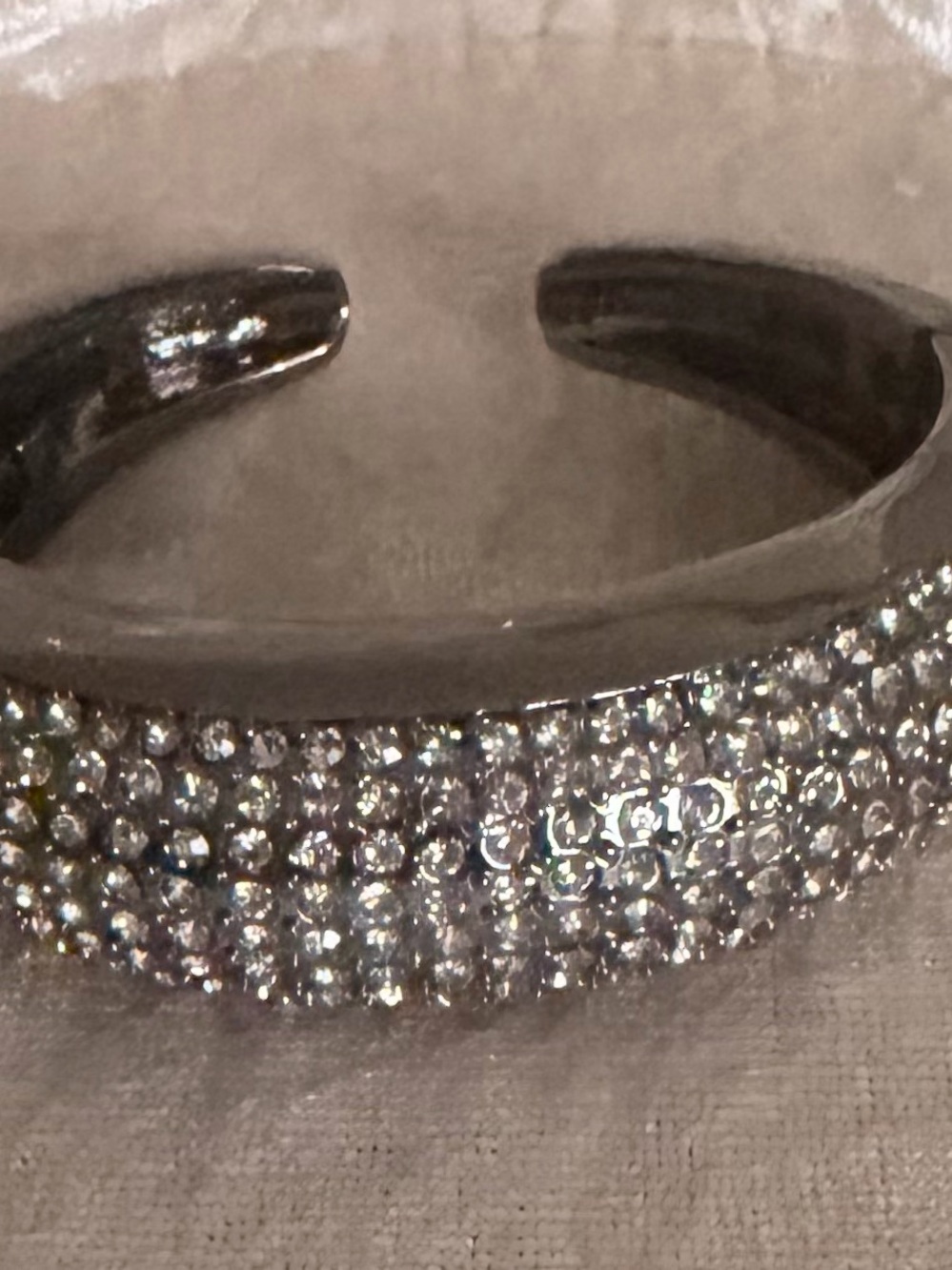 Sparkling Crystal-Embellished Silver Cuff Bracelet